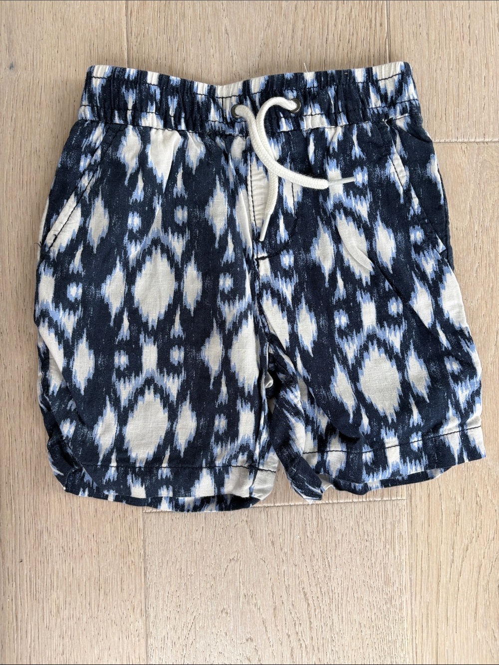 GAP Navy and Cream Ikat Drawstring Kids Shorts